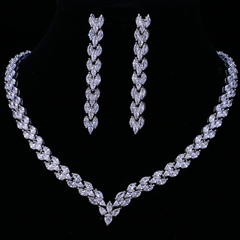 Exquisite Cubic Zirconia Wedding Party Jewelry Set