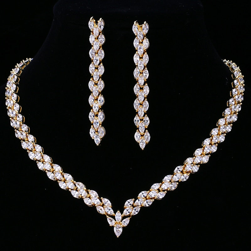 Exquisite Cubic Zirconia Wedding Party Jewelry Set