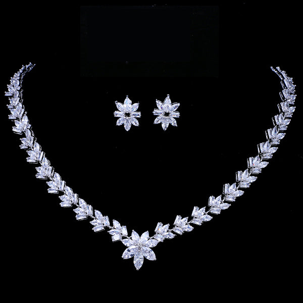 Luxury Cubic Zircon Crystal Bridal Jewelry Sets