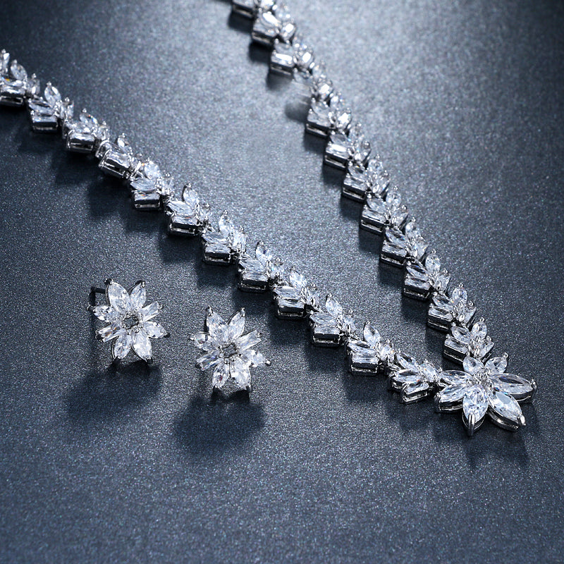 Luxury Cubic Zircon Crystal Bridal Jewelry Sets