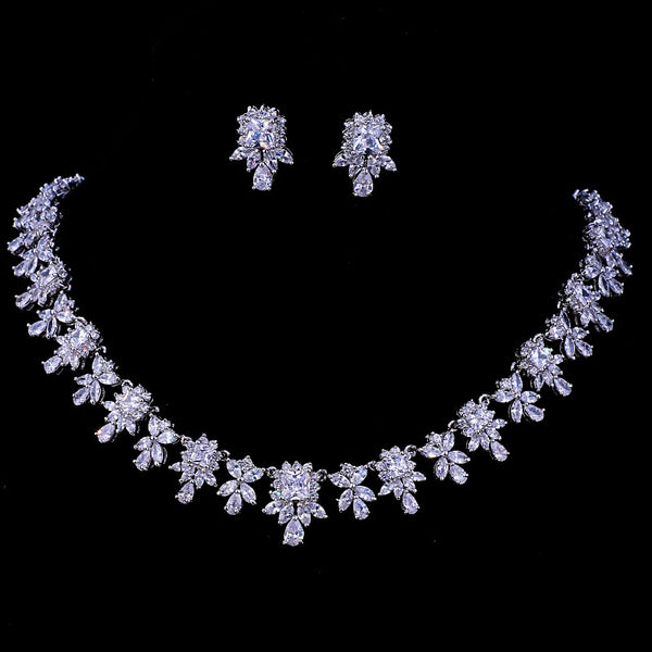 AAA Zircon Little Square Clear CZ Bridal Set