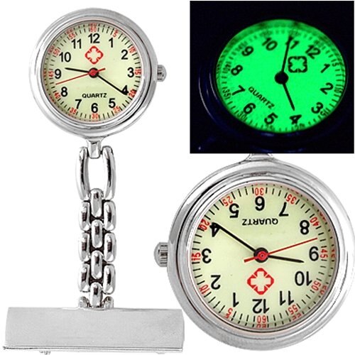 Reloj de cuarzo con colgante de bolsillo y broche de enfermera y doctora