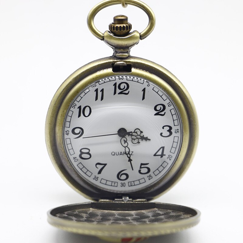 Bronze Pocketwatch Vintage ACDC Hells Bell Theme Quartz Pocket Watch
