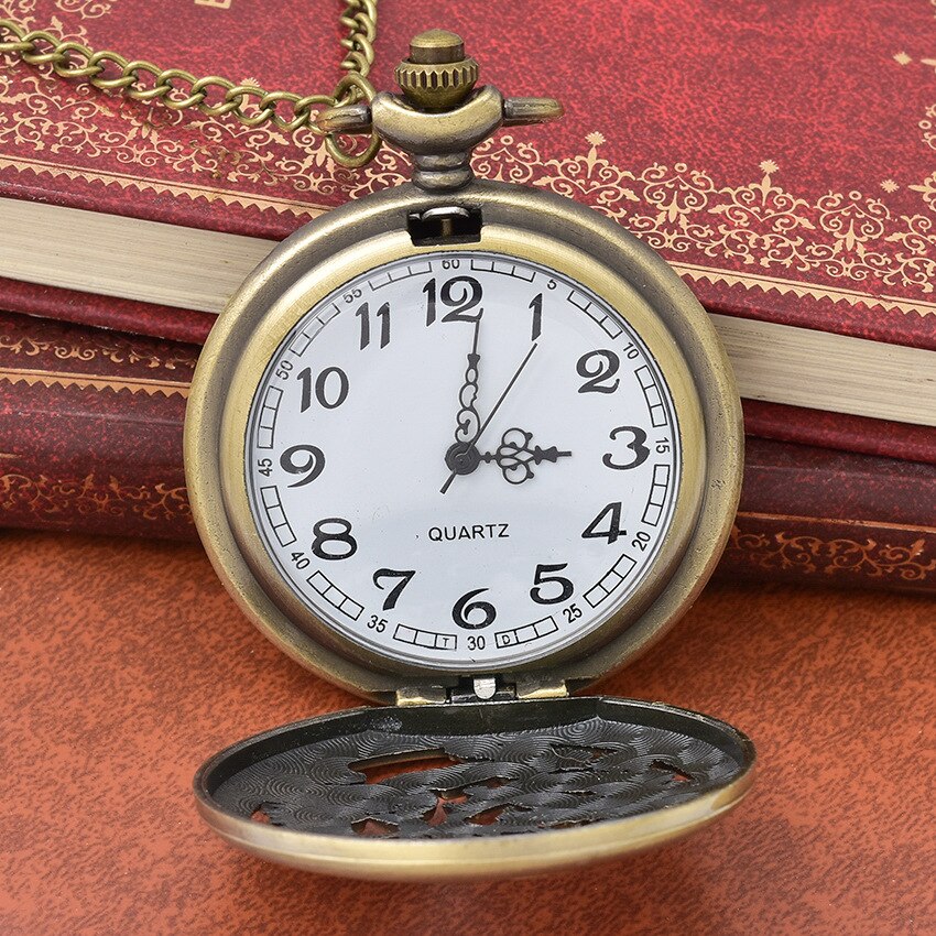 Bronze Pocketwatch Vintage ACDC Hells Bell Theme Quartz Pocket Watch