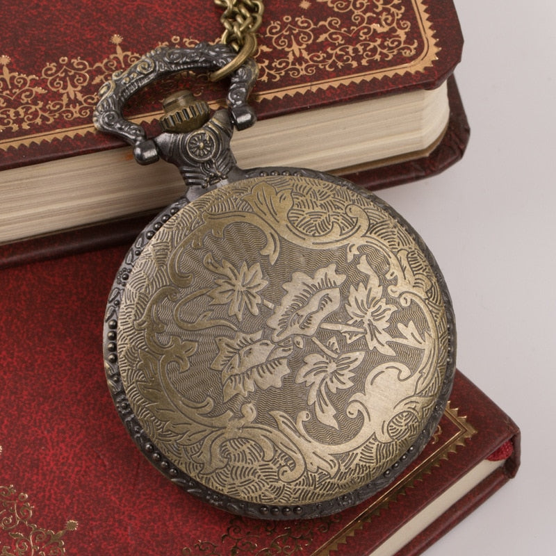 Bronze Pocketwatch Vintage ACDC Hells Bell Theme Quartz Pocket Watch