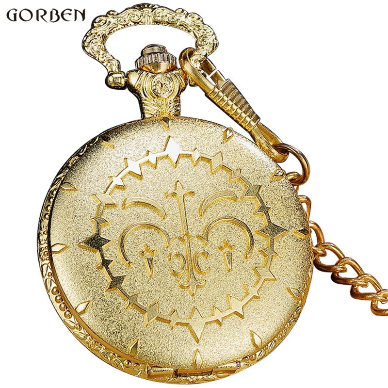 Luxury Round Golden Steampunk Quartz Pocket Watch