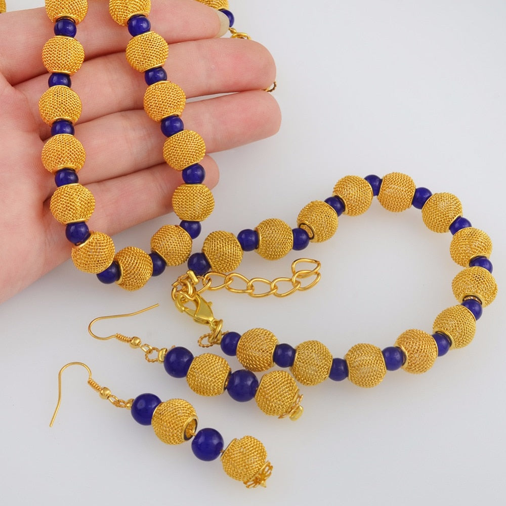 77cm Beads Necklace and 23cm Ball Bracelets Earrings