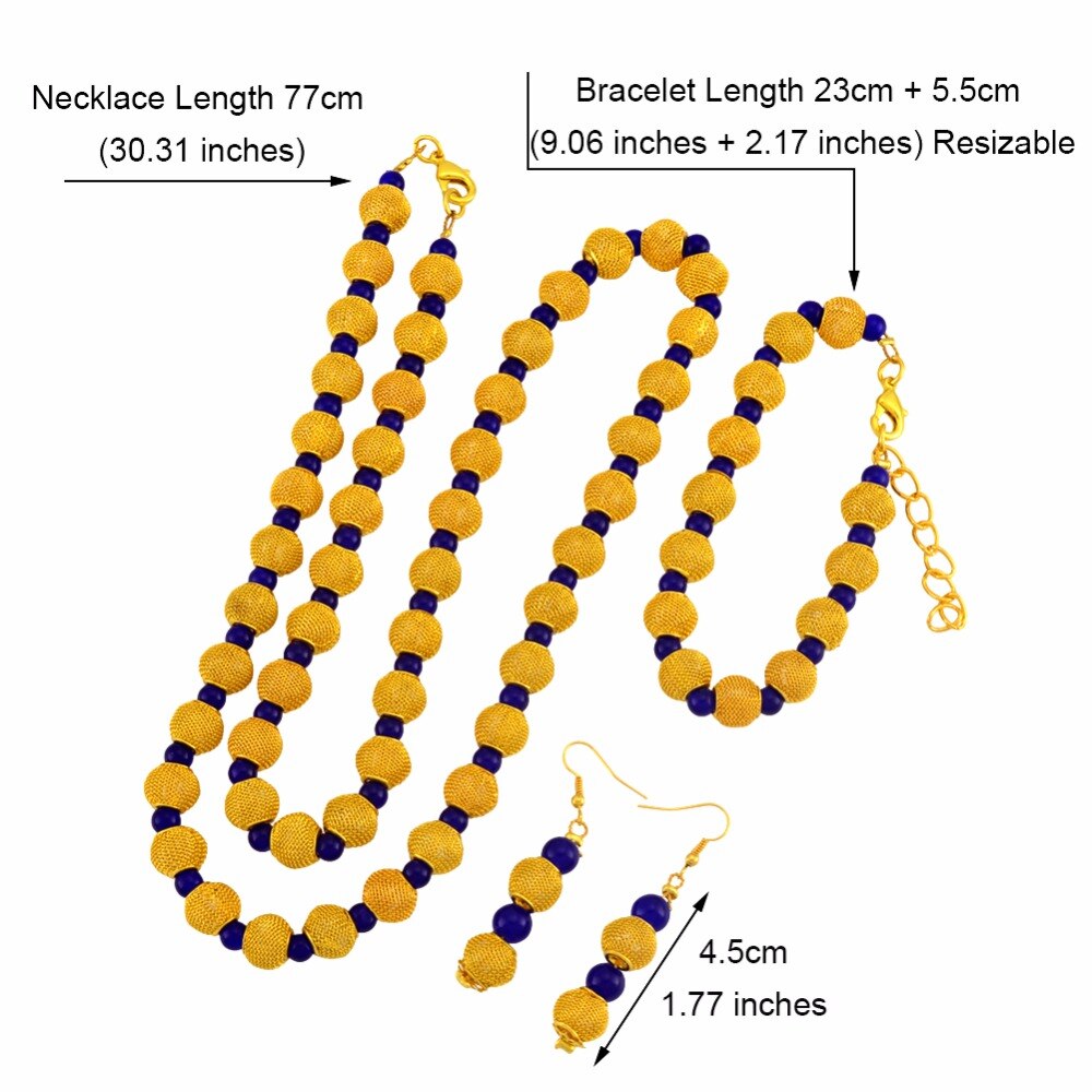 77cm Beads Necklace and 23cm Ball Bracelets Earrings
