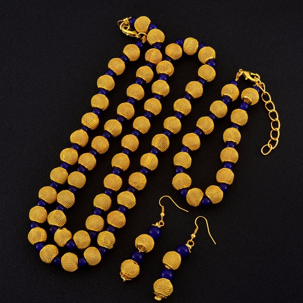 77cm Beads Necklace and 23cm Ball Bracelets Earrings