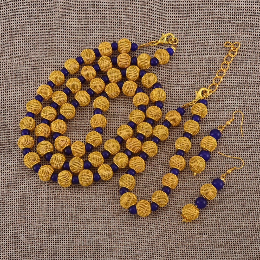 77cm Beads Necklace and 23cm Ball Bracelets Earrings