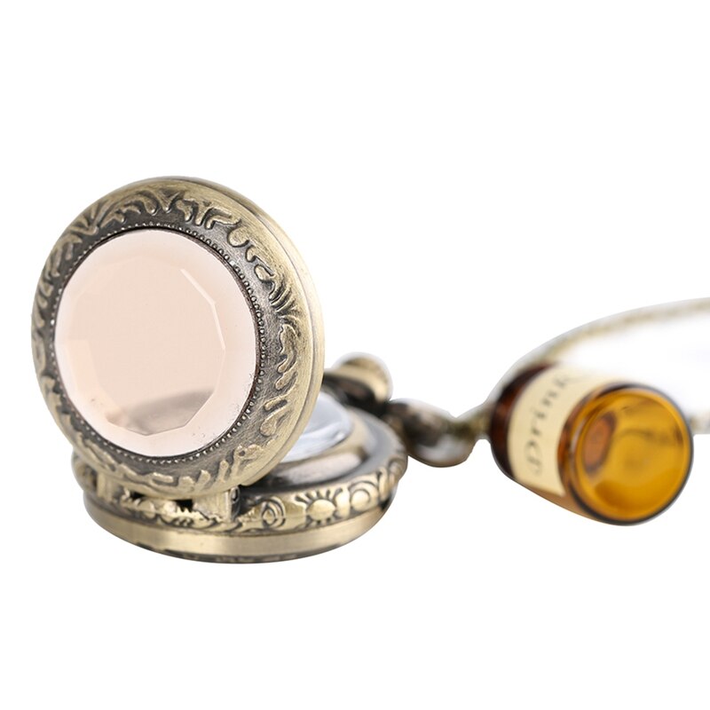 Small Pocket Watch Alice in Wonderland Drink Me Necklace Pendant