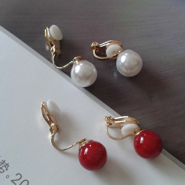 Fashion Simple pearl clip on Earrings Non Piercing For Women