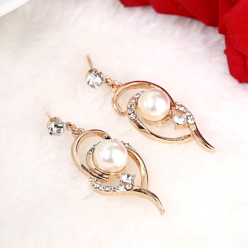 New Design Simulated Pearl Stud Earrings Necklace Wedding Jewelry Sets