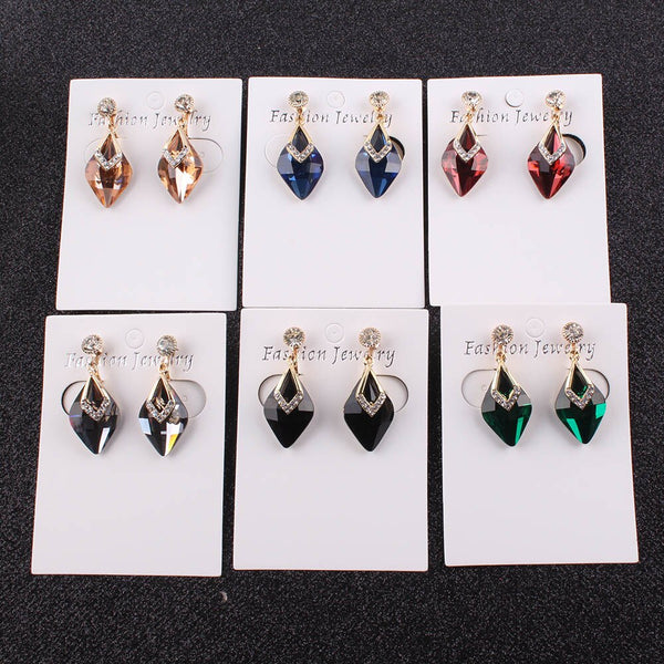 6 Color crystal clip on Earrings Water Drop CZ No Pierced Earrings