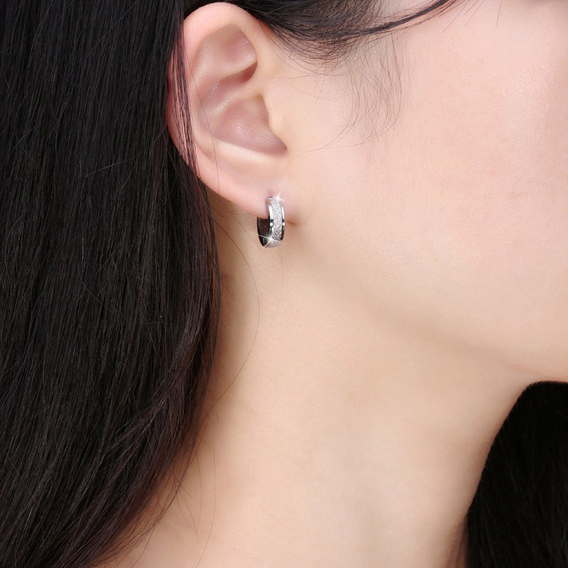 Anti-allergic titanium steel buckle earrings for women