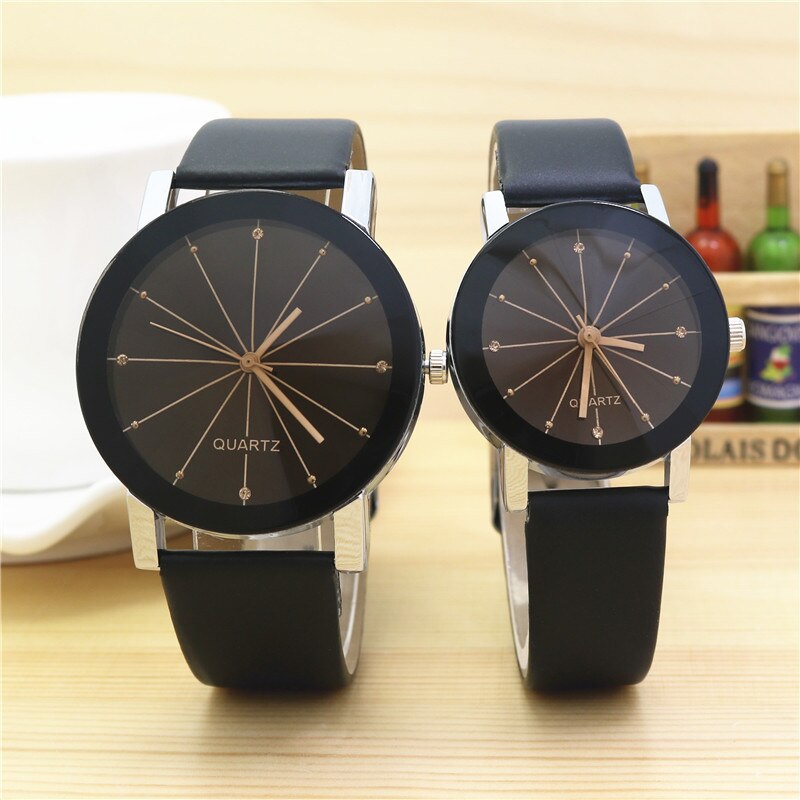 Men Women's Dial Clock Leather Bracelet WristWatch