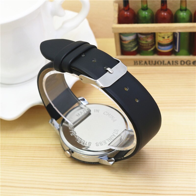 Men Women's Dial Clock Leather Bracelet WristWatch