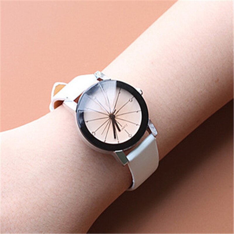 Men Women's Dial Clock Leather Bracelet WristWatch