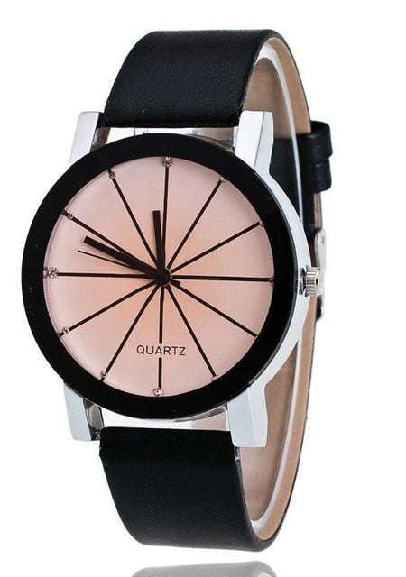 Men Women's Dial Clock Leather Bracelet WristWatch