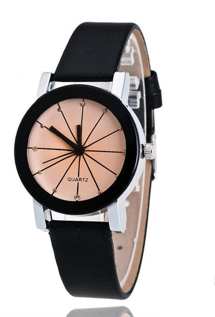 Men Women's Dial Clock Leather Bracelet WristWatch