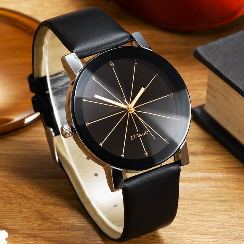 Men Women's Dial Clock Leather Bracelet WristWatch