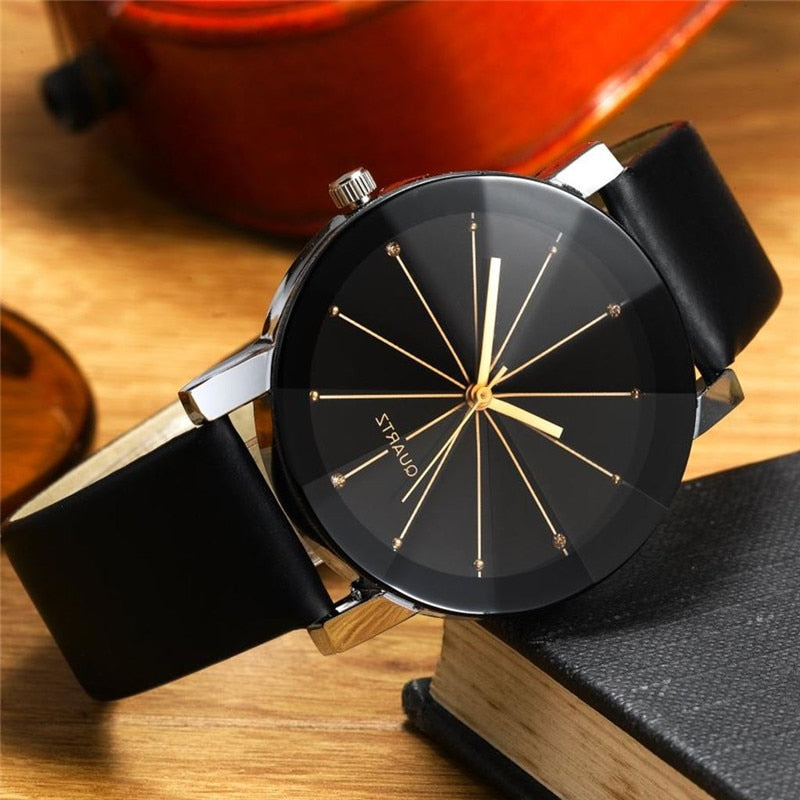 Men Women's Dial Clock Leather Bracelet WristWatch