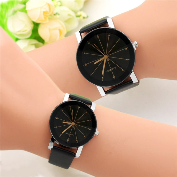 Reloj de pulsera de cuero con esfera para hombre y mujer