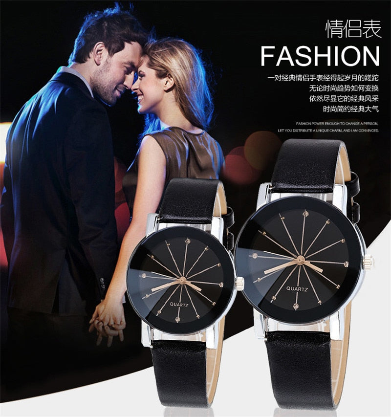 Men Women's Dial Clock Leather Bracelet WristWatch