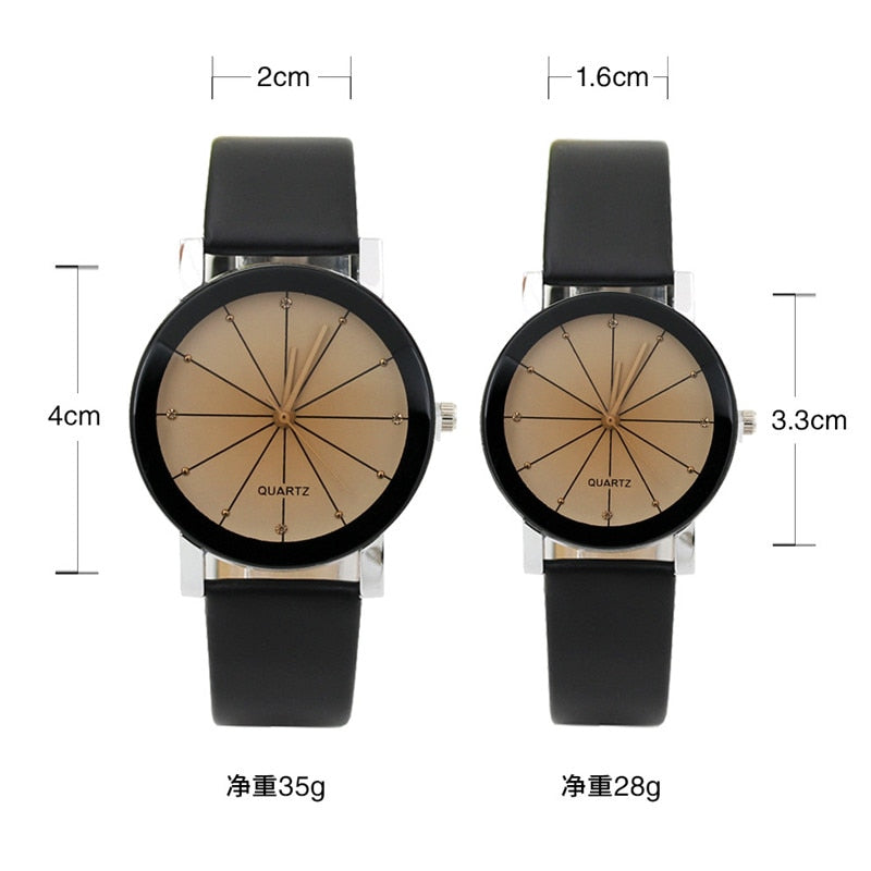 Men Women's Dial Clock Leather Bracelet WristWatch