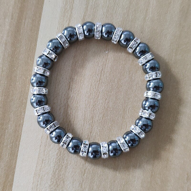 8mm Hematite Beads Strand Bracelet