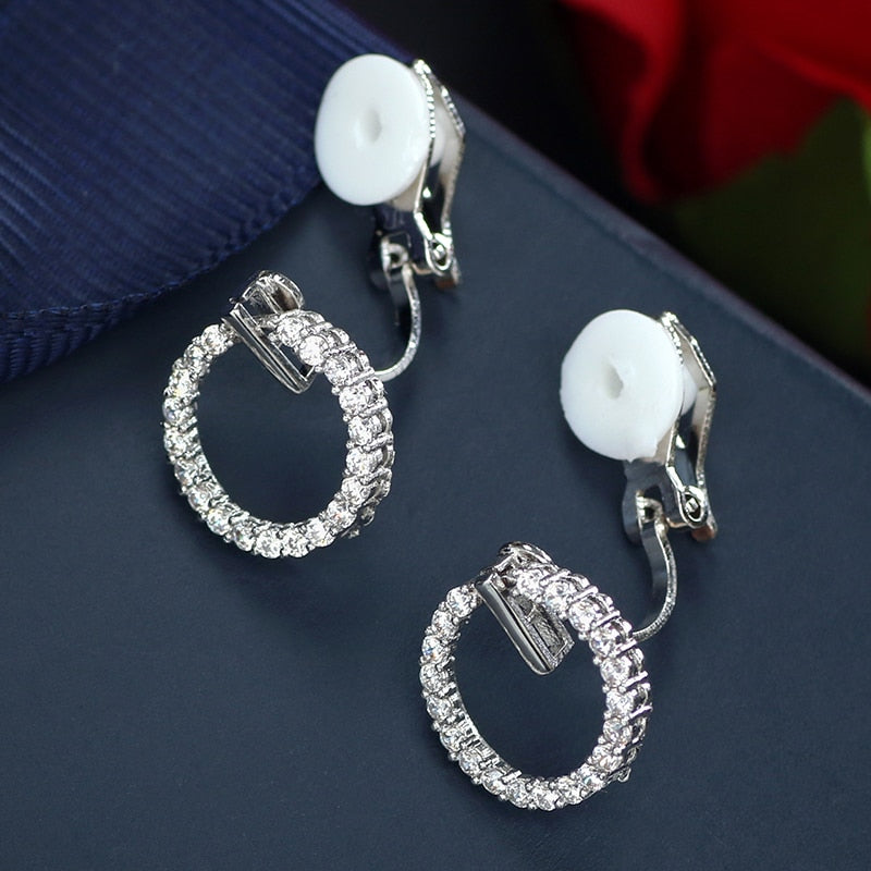 Crystal Cubic Zircon Ear Clips