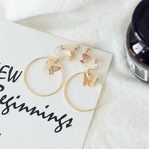 Pendientes de clip tipo puño para la oreja sin perforación para mujer