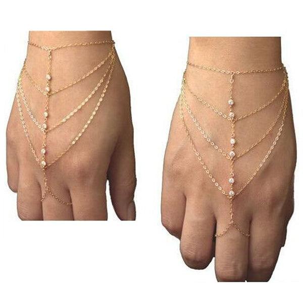 Pulsera de cristal multicapa de moda para mujer