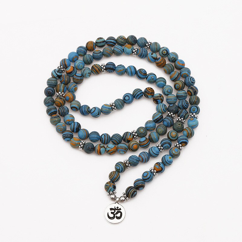 8mm Blue Malachite Stone Beads Multi-layer Winding Bracelet