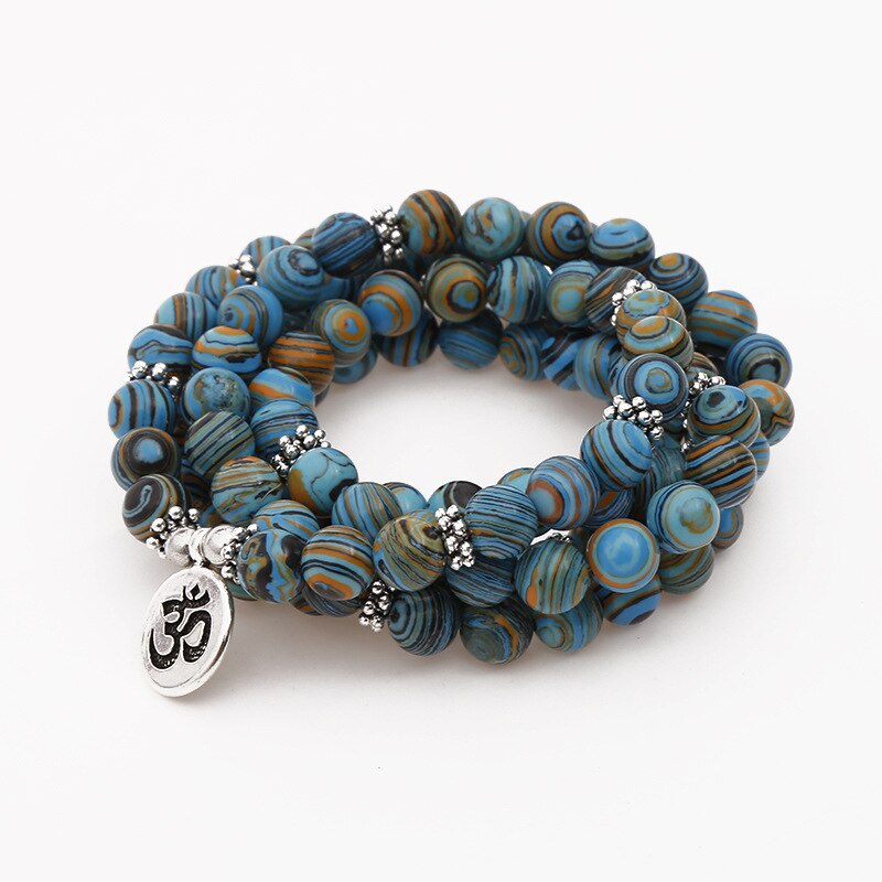 8mm Blue Malachite Stone Beads Multi-layer Winding Bracelet