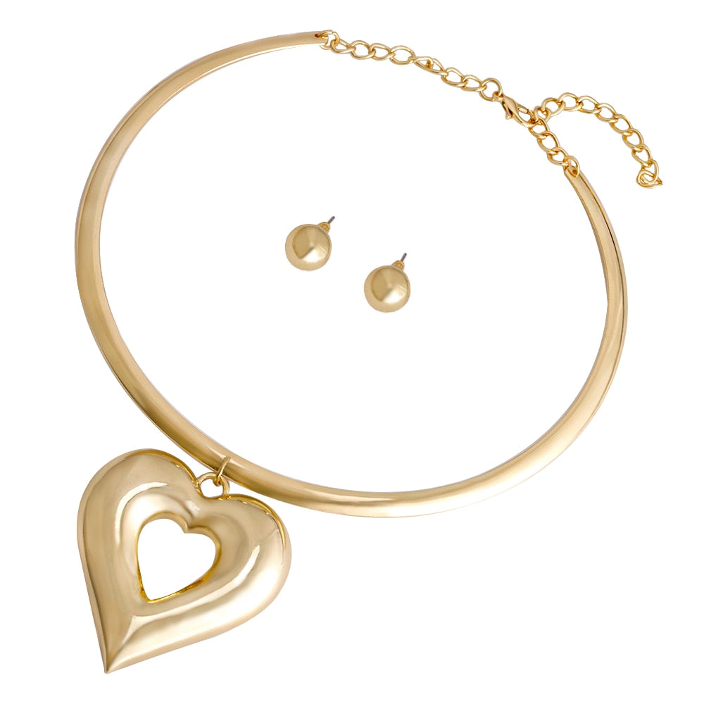 Gold Color Zinc Alloy Boho Choker Necklace Earring Jewelry Sets