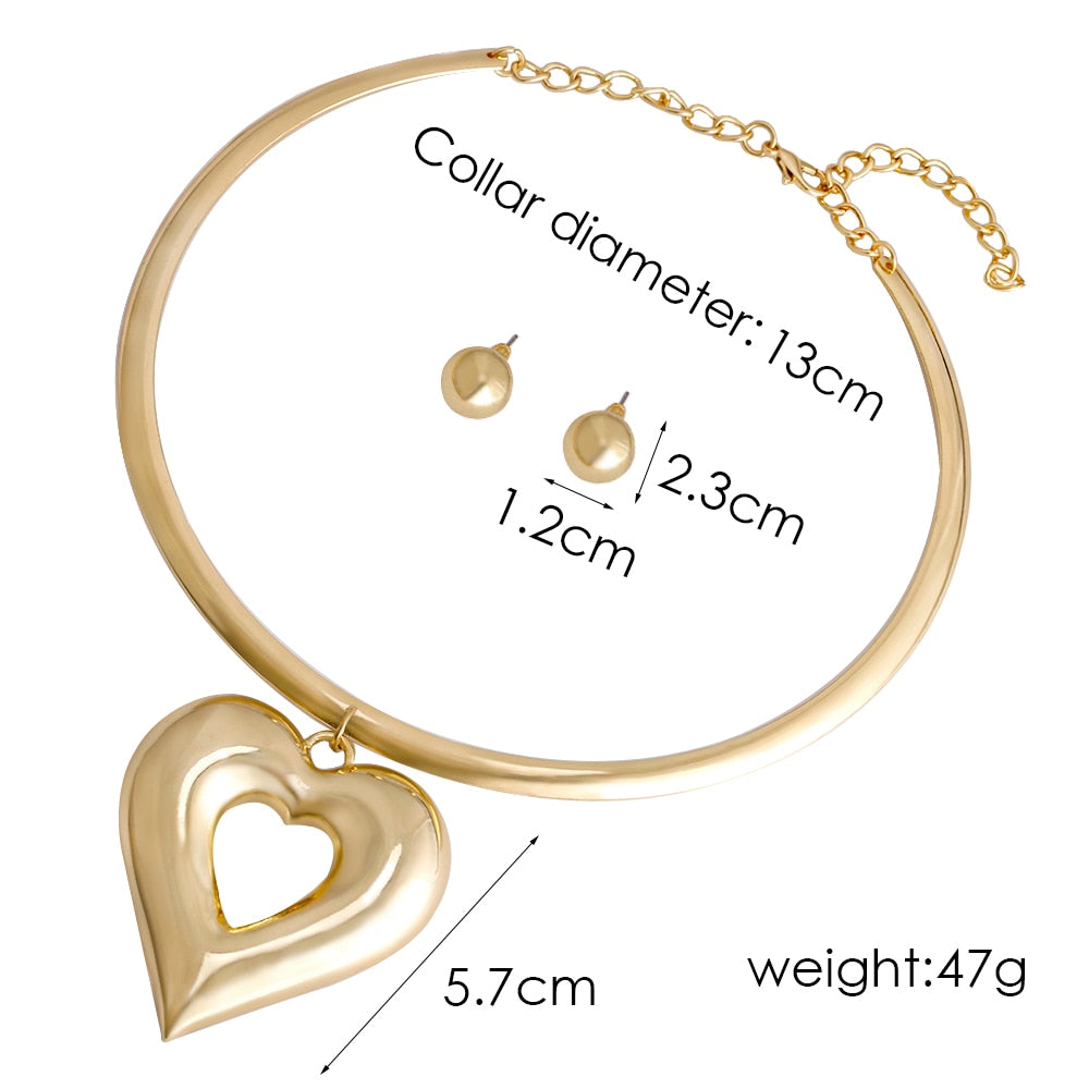 Gold Color Zinc Alloy Boho Choker Necklace Earring Jewelry Sets