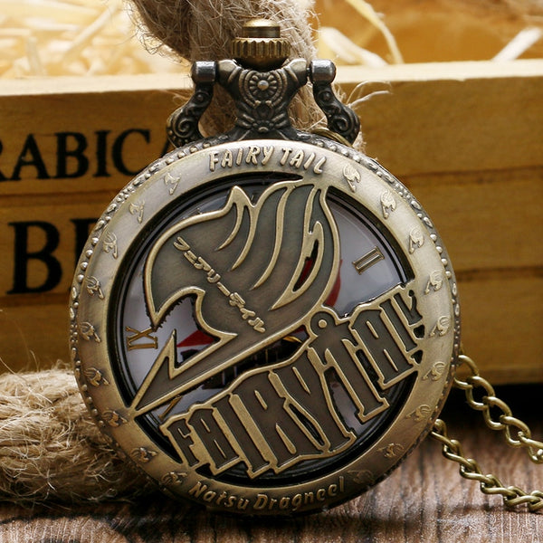 Reloj de bolsillo moderno con diseño de dibujos animados de anime japonés Fairy Tail