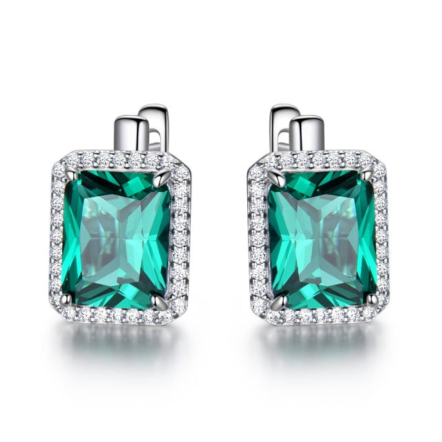 Luxury Nano Sky Blue Topaz Gemstone Clip On Earrings