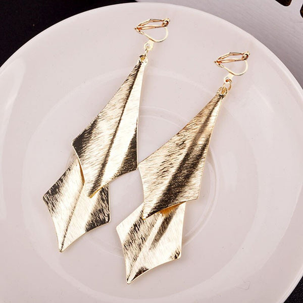 Pendientes largos de clip sin piercing para mujer