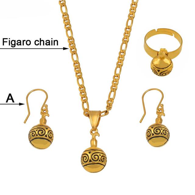 Small Full Round Ball Pendant Necklace Earrings Ring Sets