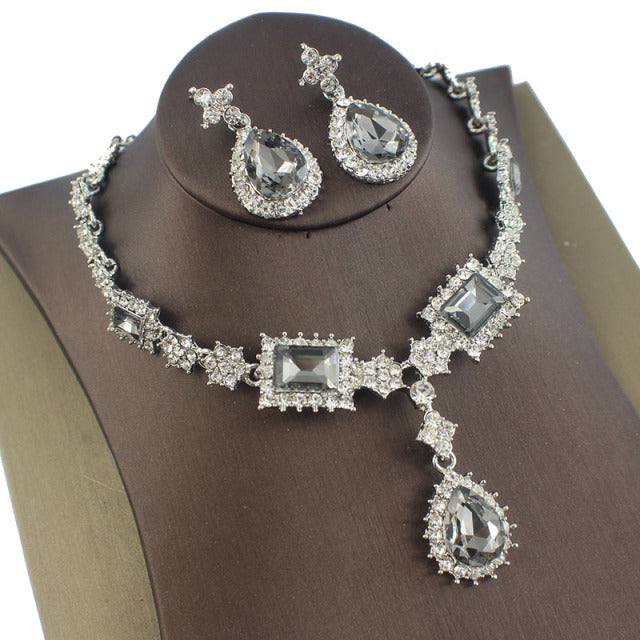 Bisuteria Silver Color Necklace Earrings Sets