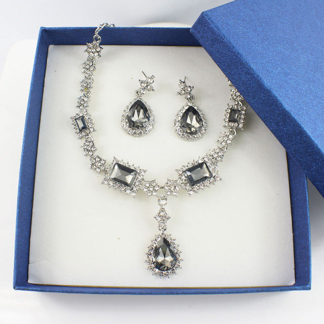 Bisuteria Silver Color Necklace Earrings Sets