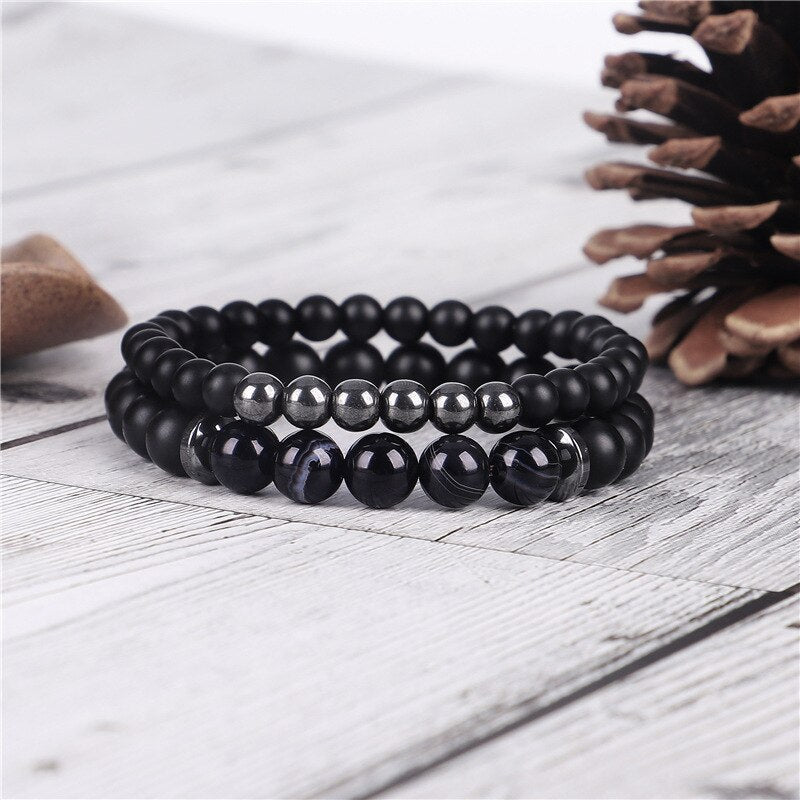 Black Matte Hematite Beads Strand  Bracelet