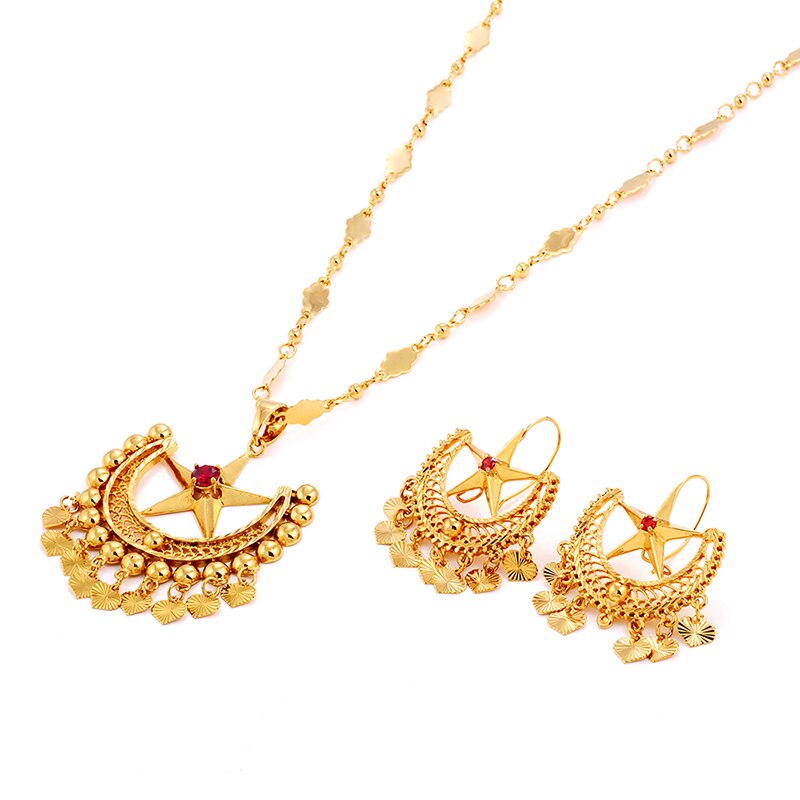 Gold Color Beautiful Ethnic Wedding Luxury Jewelry Sets