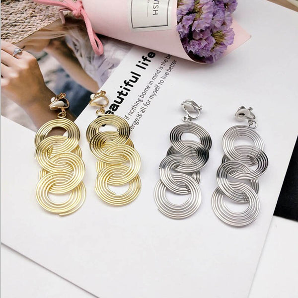 Pendientes largos de clip en espiral sin perforaciones para mujer