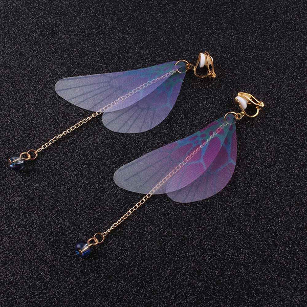 Pendientes de clip con forma de mariposa sin perforar para mujer