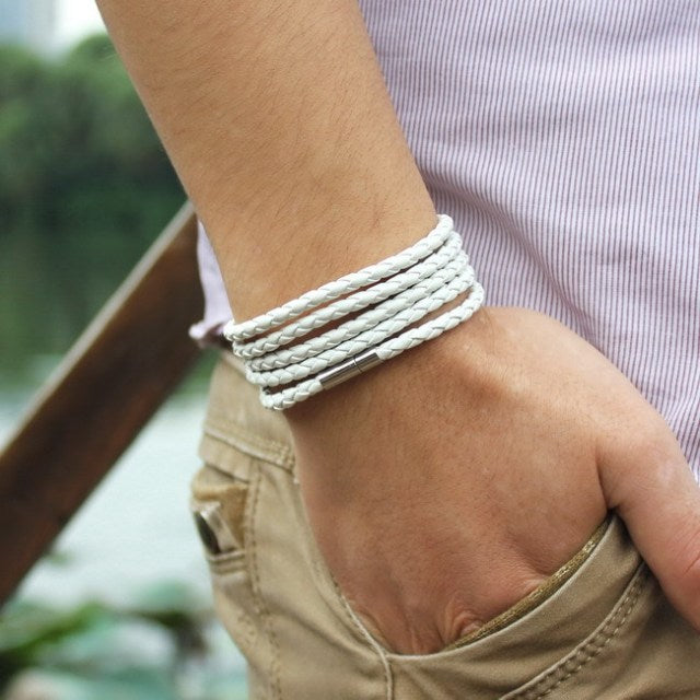 New Fashion  5 Layer Leather Round Rope Turn Buckle Bracelet