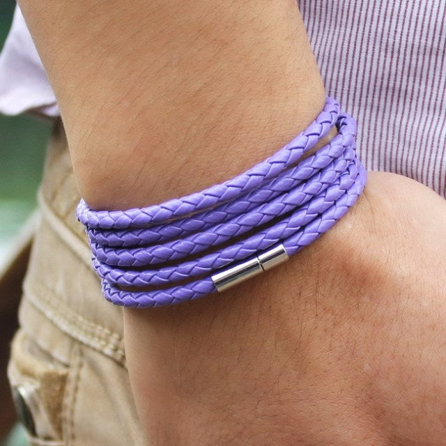 New Fashion  5 Layer Leather Round Rope Turn Buckle Bracelet