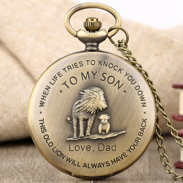 PARA MI HIJO Reloj de bolsillo de cuarzo con colgante de portada de la famosa película El Rey León